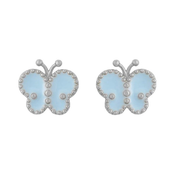 Butterfly Earring - Epoxy Blue Silver