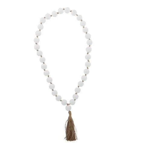 SAFFRON WOODEN HANGING BEADS WHITE