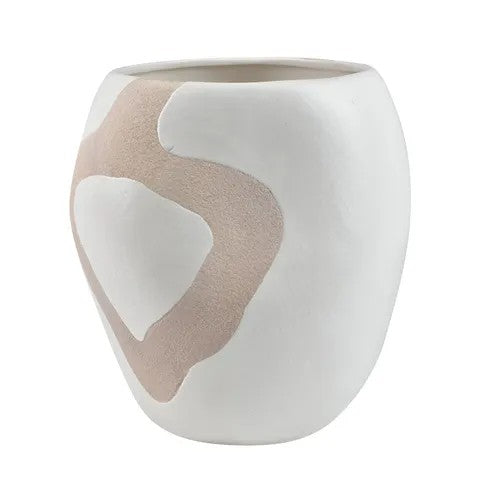 WHITE PINK CERAMIC VASE