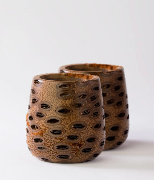 BANKSIA CANDLE HOLDER - TWO HOLLOW