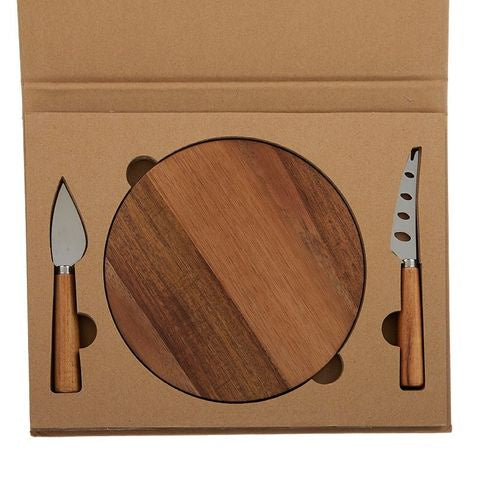 Round Cheese Board With Knives